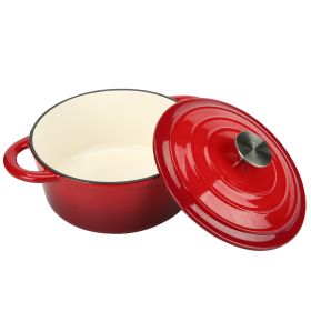 COOKWIN Enameled Cast Iron Dutch Oven with Self Basting Lid;  Enamel Coated Cookware Pot 4.5QT (Color: Red)