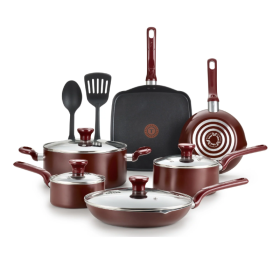 Household Kitchen 12 Piece Nonstick Cookware Set (Color: Red)