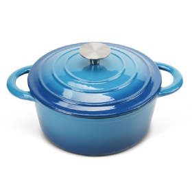 COOKWIN Enameled Cast Iron Dutch Oven with Self Basting Lid;  Enamel Coated Cookware Pot 3QT (Color: Blue)