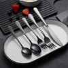 40 Piece Black Silverware Set Stainless Steel Titanium Black Plated Cutlery Set Spoon and Fork Cutlery Set Serving 8 Pieces