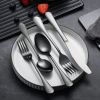 40 Piece Black Silverware Set Stainless Steel Titanium Black Plated Cutlery Set Spoon and Fork Cutlery Set Serving 8 Pieces