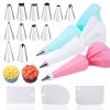 6-24 Pcs Set Pastry Bag and Stainless Steel Cake Nozzle Kitchen Accessories For Decorating Bakery Confectionery Equipment