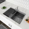 Lordear 33 Inch Kitchen Sink Drop-in Topmount Sink 16 Gauge Double Bowl 50/50 Gunmetal Black Stainless Steel Sink