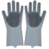 1pair Kitchen Silicone Dishwashing Gloves; Housework Cleaning Waterproof Insulation Magic Gloves; Dishwashing Brush