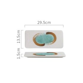 New Rectangular Ceramic Japanese Sushi Platter (Option: middle-Green ink)