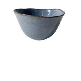 Retro And Old Stoneware Porcelain Color Glaze Relief Household Instant Noodle Bowl (Option: L)