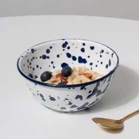 Handmade Ink-splashed Enamel Fruit Plate Enamel Water Cups Dishes Tableware (Option: Bowl)
