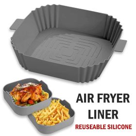 Air Fryer Silicone Pot Basket Liners Non-Stick Safe Oven Baking Tray Accessories (Option: Gray)
